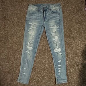 American Eagle Outfitters Light Blue Distressed jeans Jeggings size 6